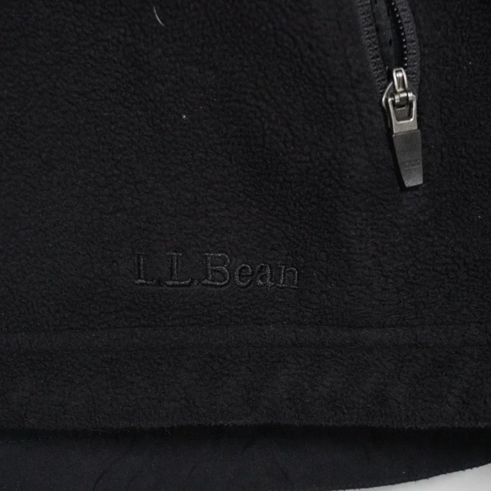 LL‎ Bean Mens XXL Black Full Zip Fleece Jacket Mock Neck 3 Pocket 0FJM3 Hiking
